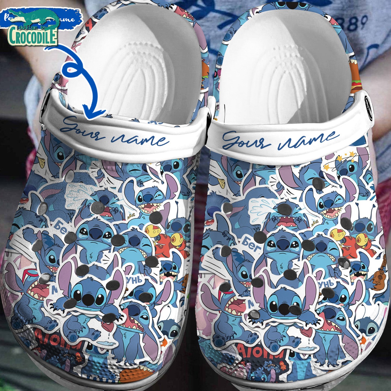 Stitch Cartoon Crocs Crocband Clogs Shoes Comfortable For Men Women and Kids