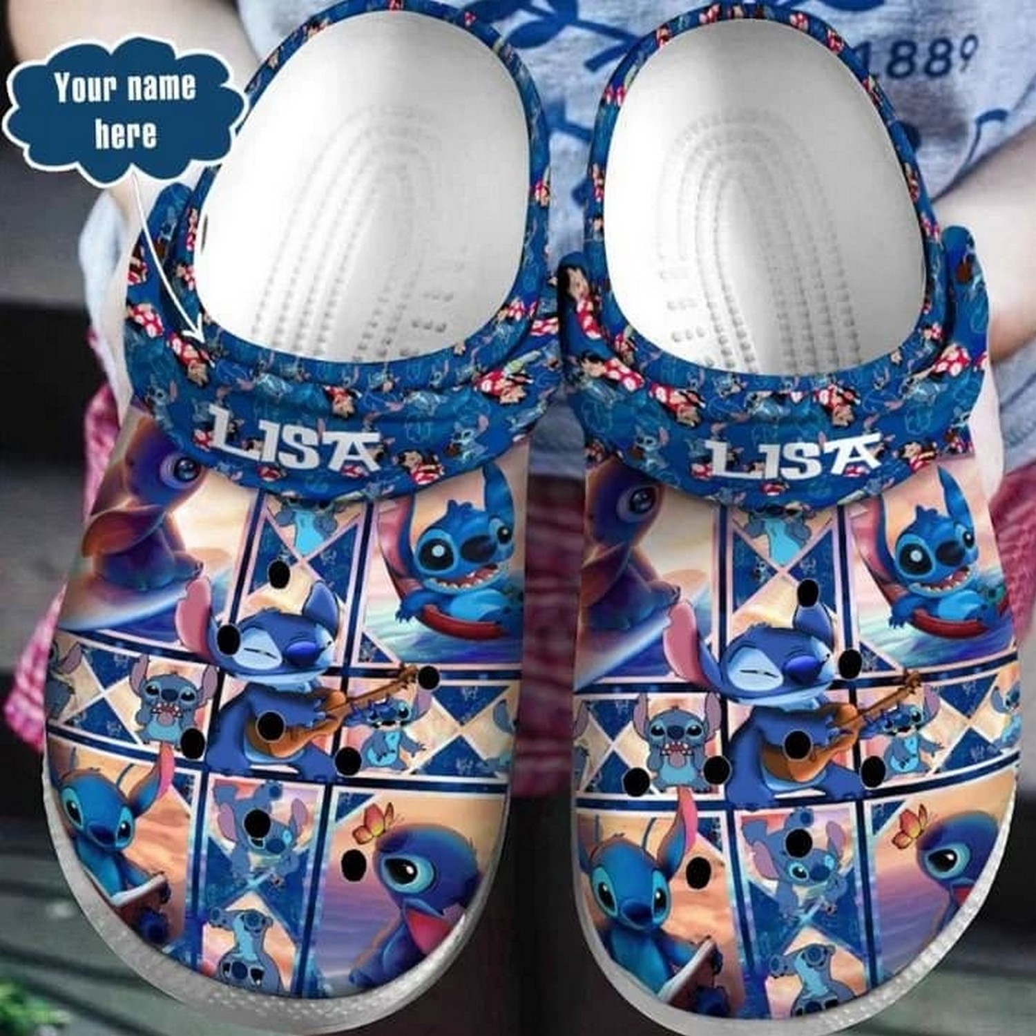 Stitch Cartoon Crocs Crocband Clogs Shoes Comfortable For Men Women and Kids