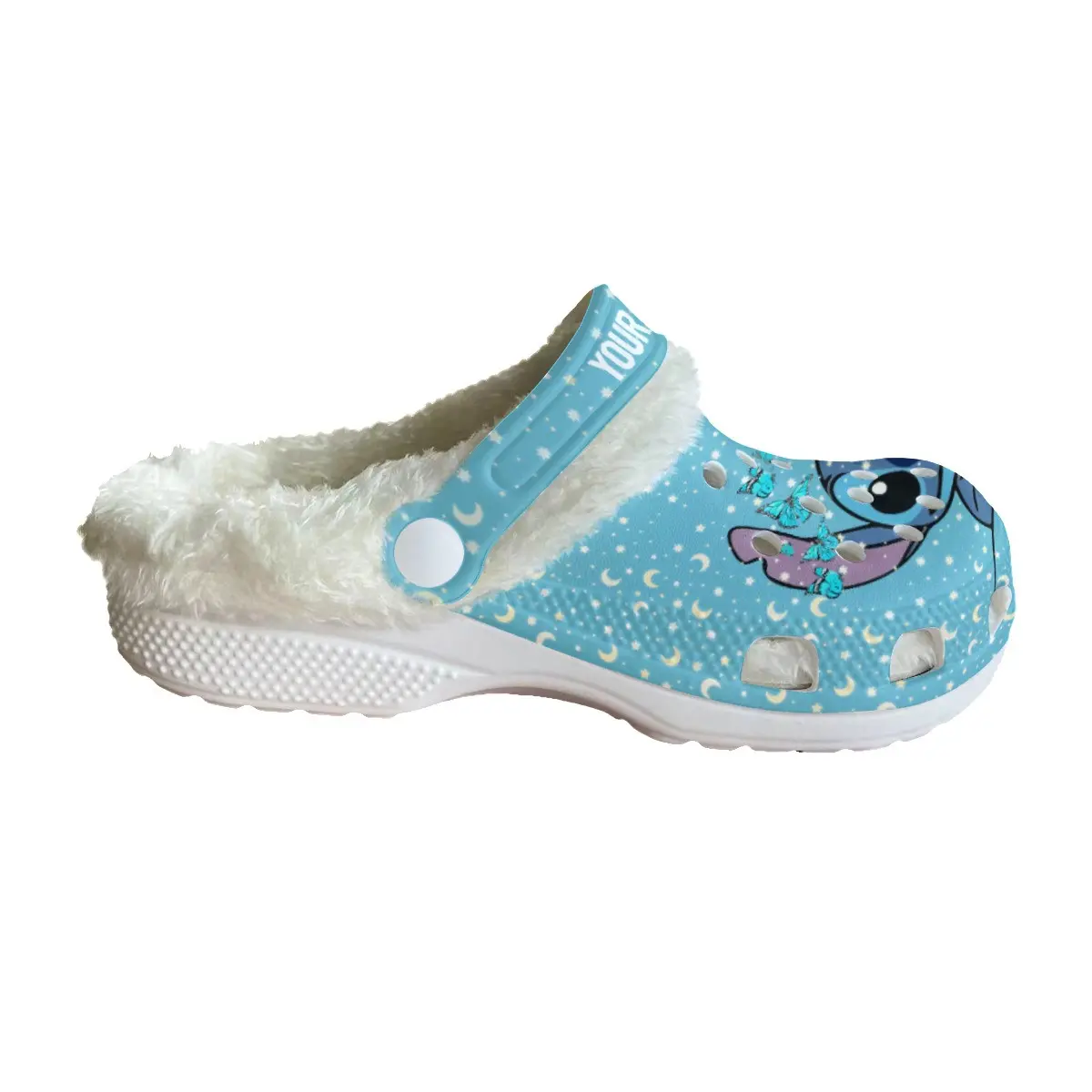 Stitch Cartoon Crocs Crocband Fleece Lined Clogs Shoes Comfortable For Men Women and Kids In Winter - Image 2