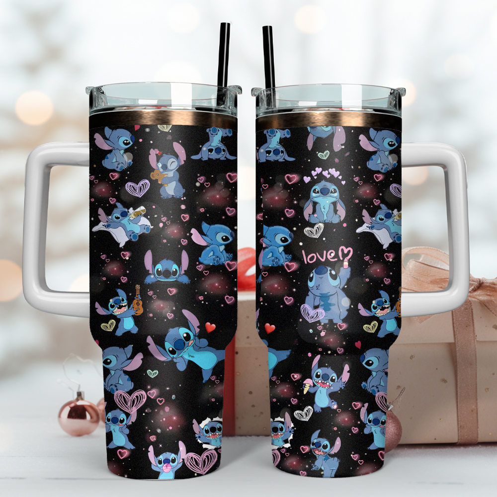 Stitch Cartoon Custom Stanley Cup 40 oz 30 oz Tumbler With HandleTVC2301484 - Image 4