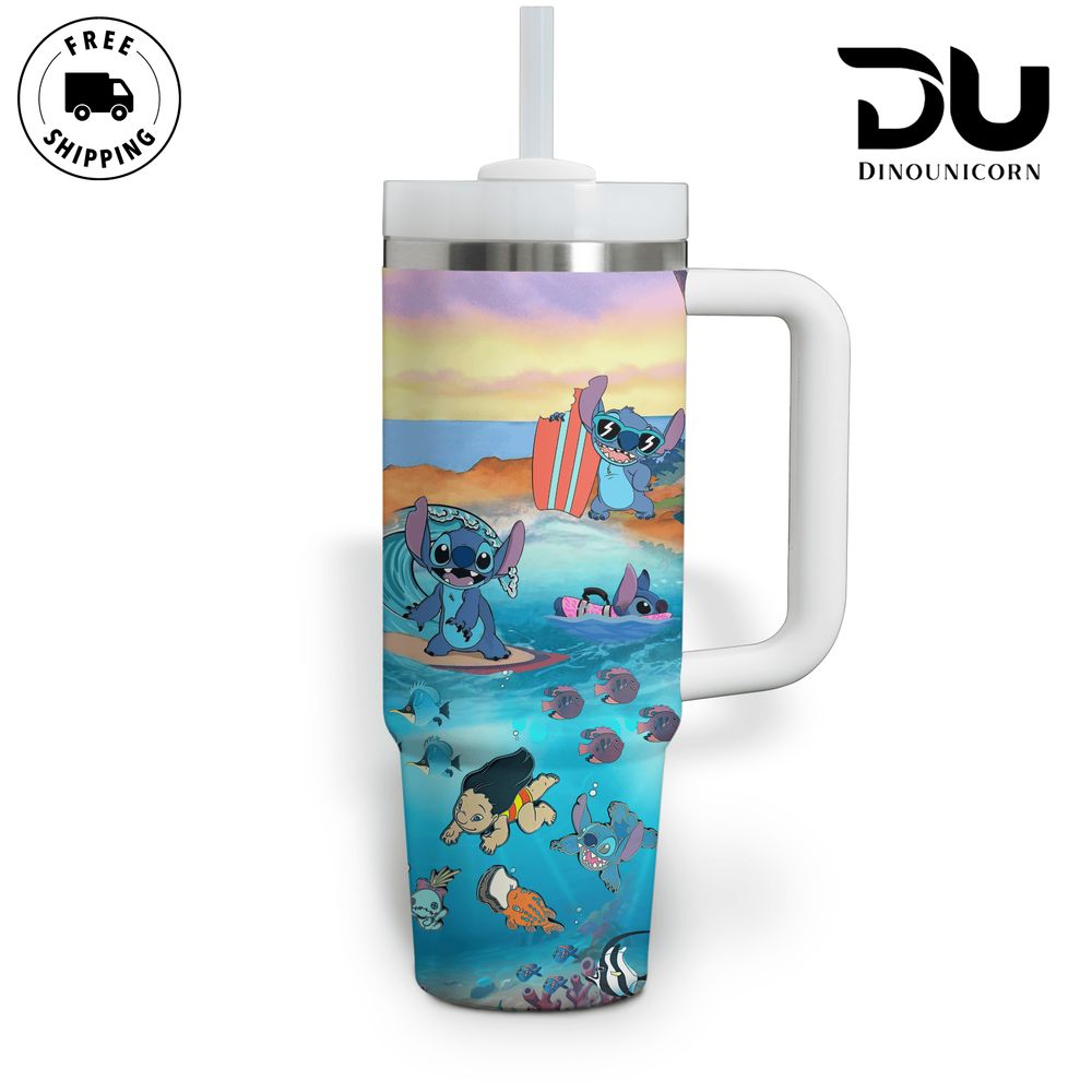 Stitch Cartoon Custom Stanley Cup 40 oz 30 oz Tumbler With HandleTVC2301709 - Image 4
