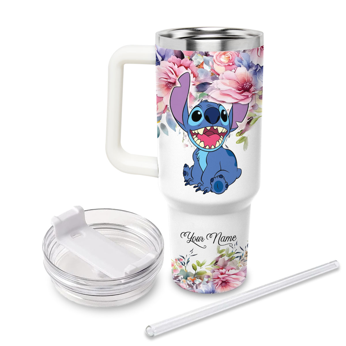 Stitch Cartoon Custom Stanley Cup 40 oz 30 oz Tumbler With HandleTVC2301810 - Image 2
