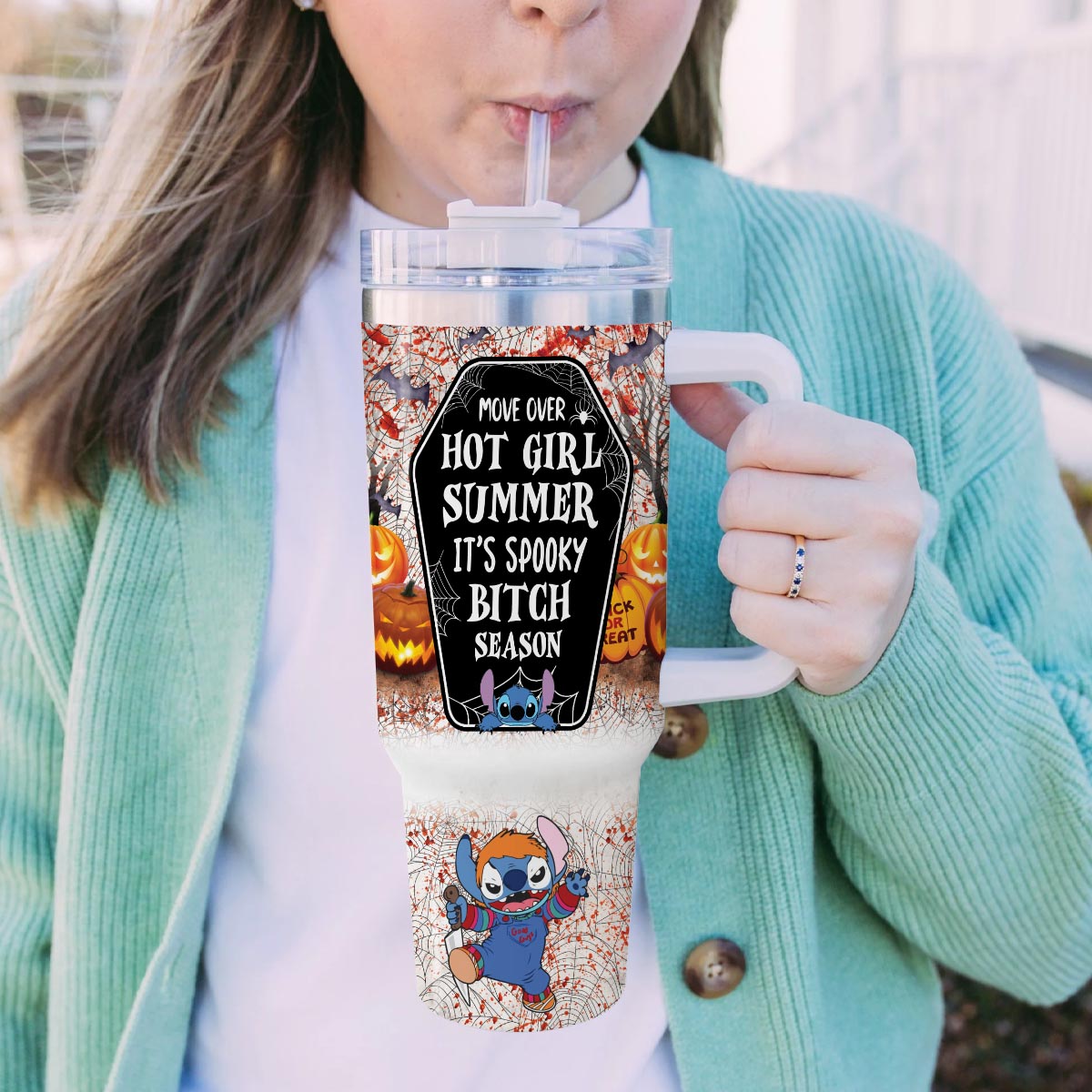 Stitch Cartoon Custom Stanley Cup 40 oz 30 oz Tumbler With HandleTVC2301815 - Image 6