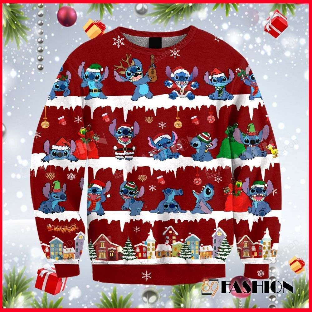 Stitch Christmas Ugly Christmas Sweater Adult 3D Funny Matching for family
