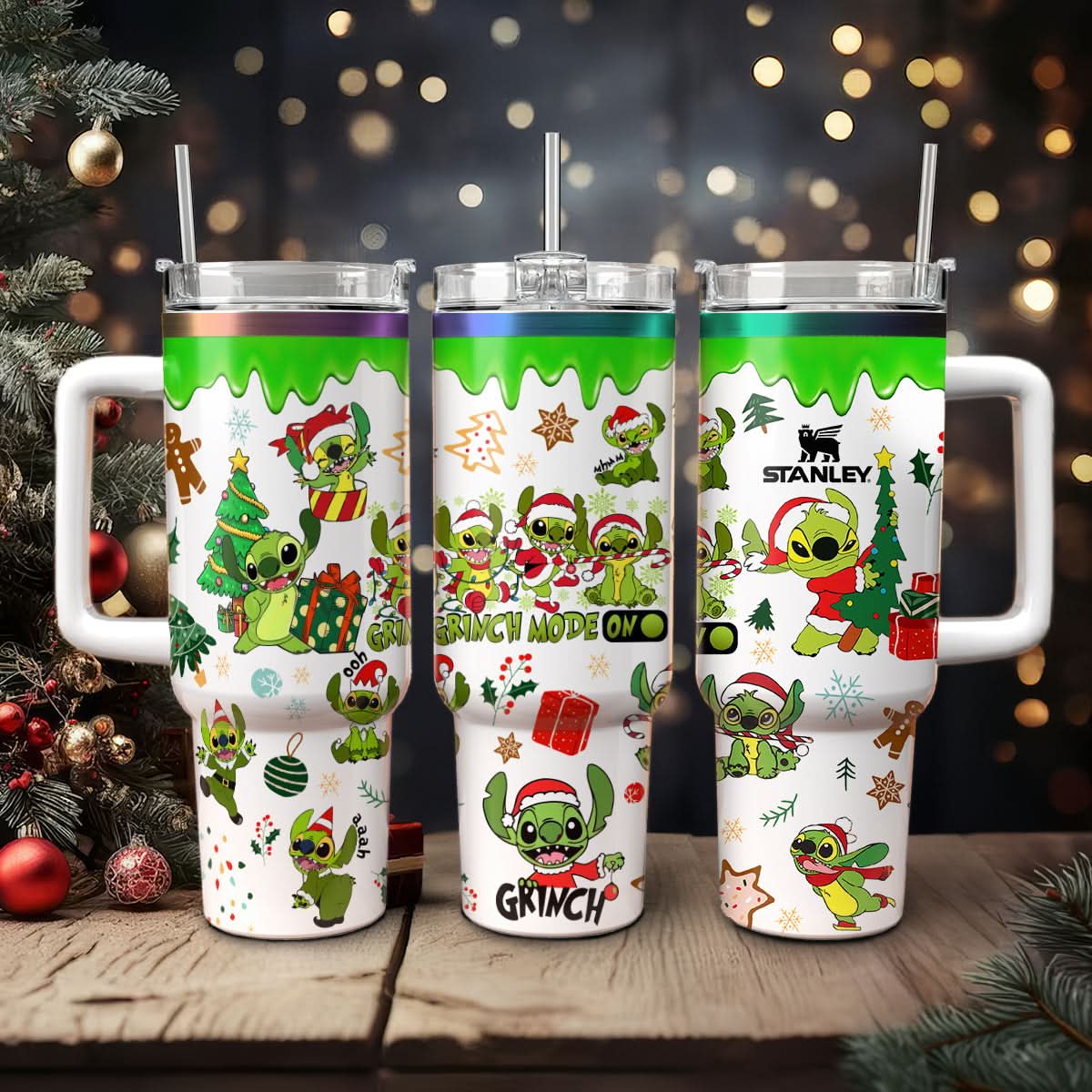 Stitch Cosplay Grinch Cartoon Christmas Custom Stanley Cup 40 oz 30 oz Tumbler With HandleTVC2301440