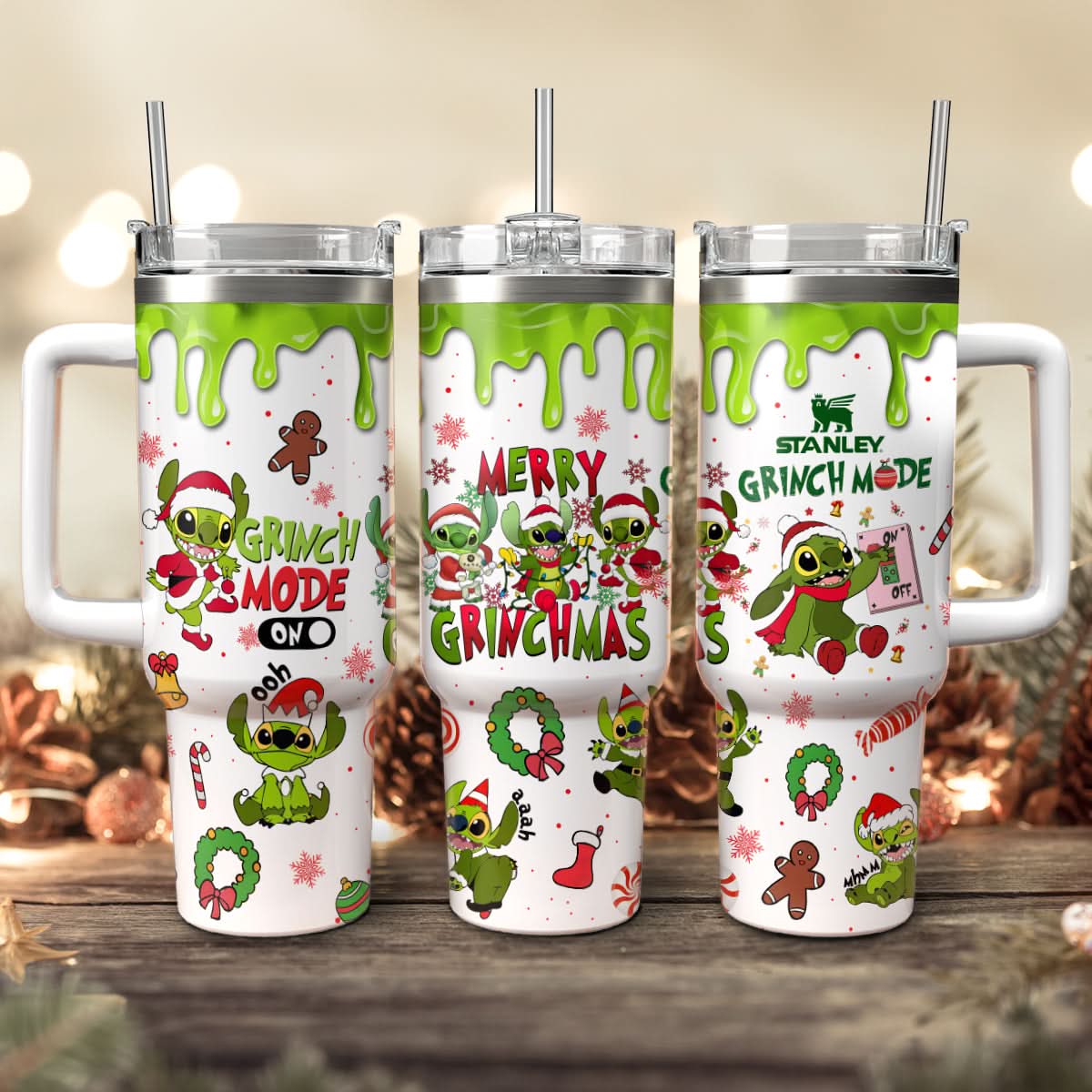 Stitch Cosplay Grinch Cartoon Christmas Custom Stanley Cup 40 oz 30 oz Tumbler With HandleTVC2301445