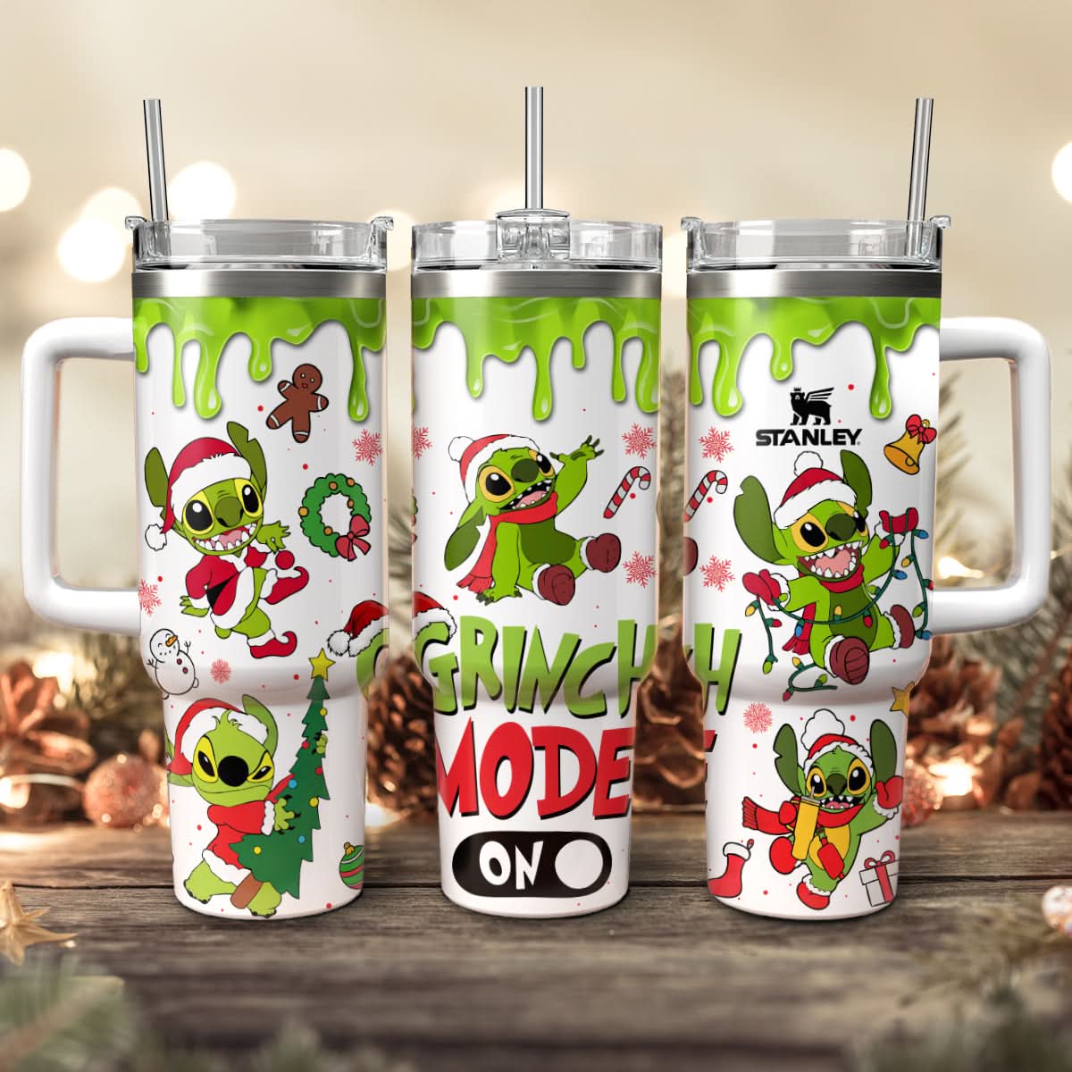 Stitch Cosplay Grinch Cartoon Christmas Custom Stanley Cup 40 oz 30 oz Tumbler With HandleTVC2301447