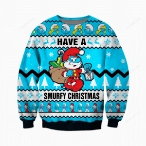 Stitch Have A Smurfy Christmas Ugly Christmas Sweater Adult 3D Funny Matching for family