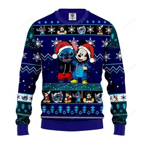 Stitch Mickey Ugly Christmas Sweater Adult 3D Funny Matching for family