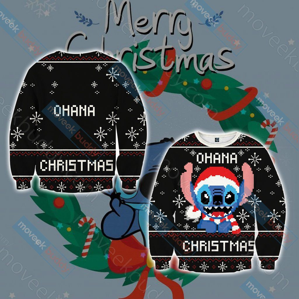 Stitch Ohana For Unisex Ugly Christmas Sweater Adult 3D Funny Matching for family