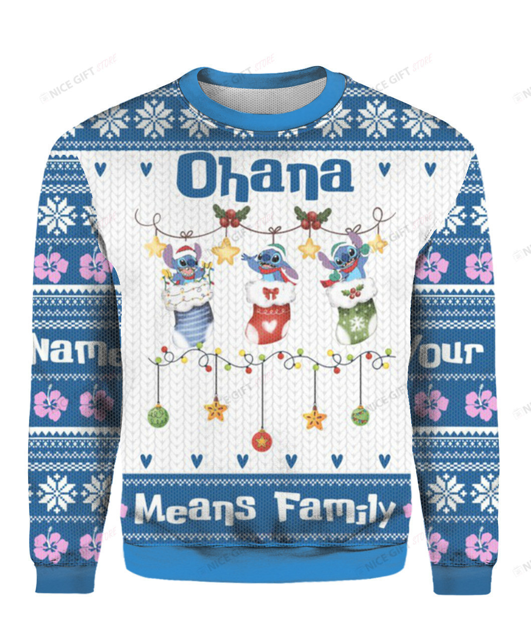 Stitch Ohana Means Family Personalized Ugly Christmas Sweater Adult 3D Funny Matching for family - Image 2
