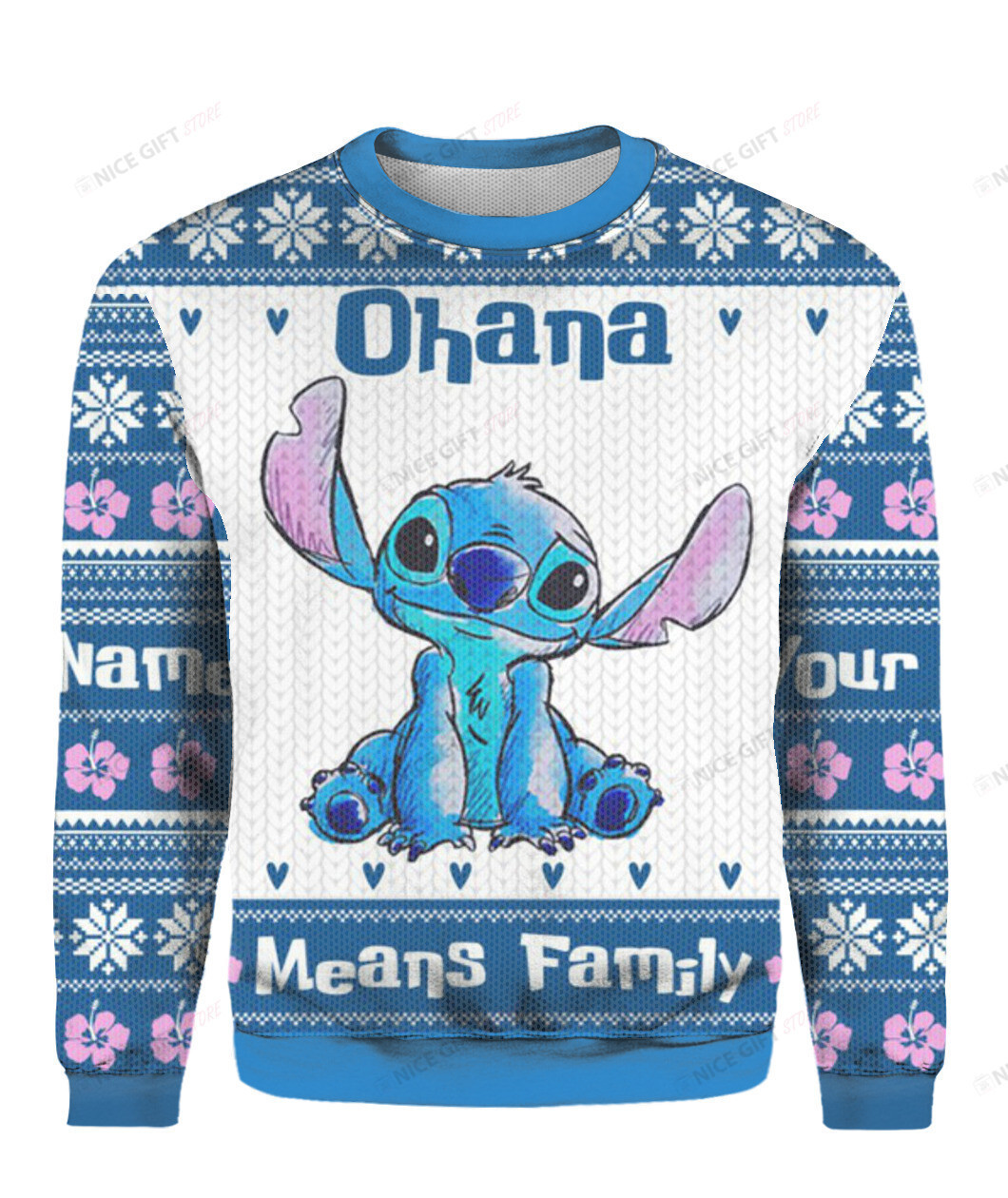 Stitch Ohana Means Family Personalized Ugly Christmas Sweater Adult 3D Funny Matching for family - Image 2