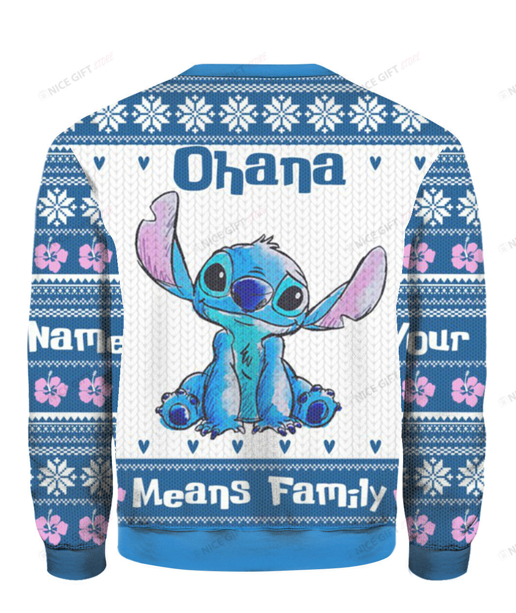 Stitch Ohana Means Family Personalized Ugly Christmas Sweater Adult 3D Funny Matching for family - Image 3