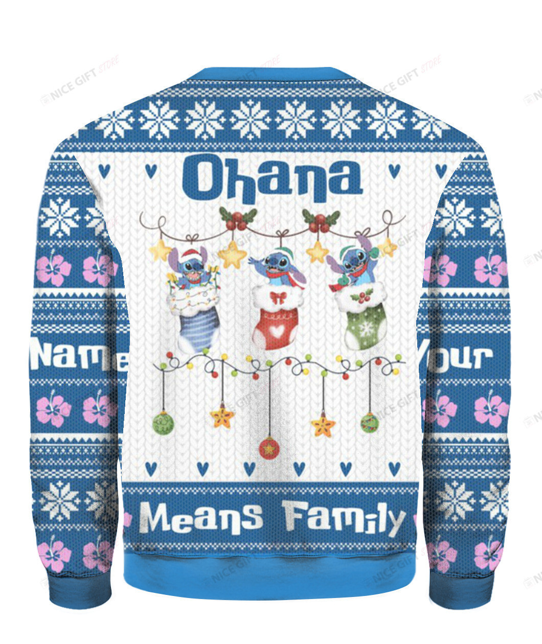 Stitch Ohana Means Family Personalized Ugly Christmas Sweater Adult 3D Funny Matching for family - Image 3