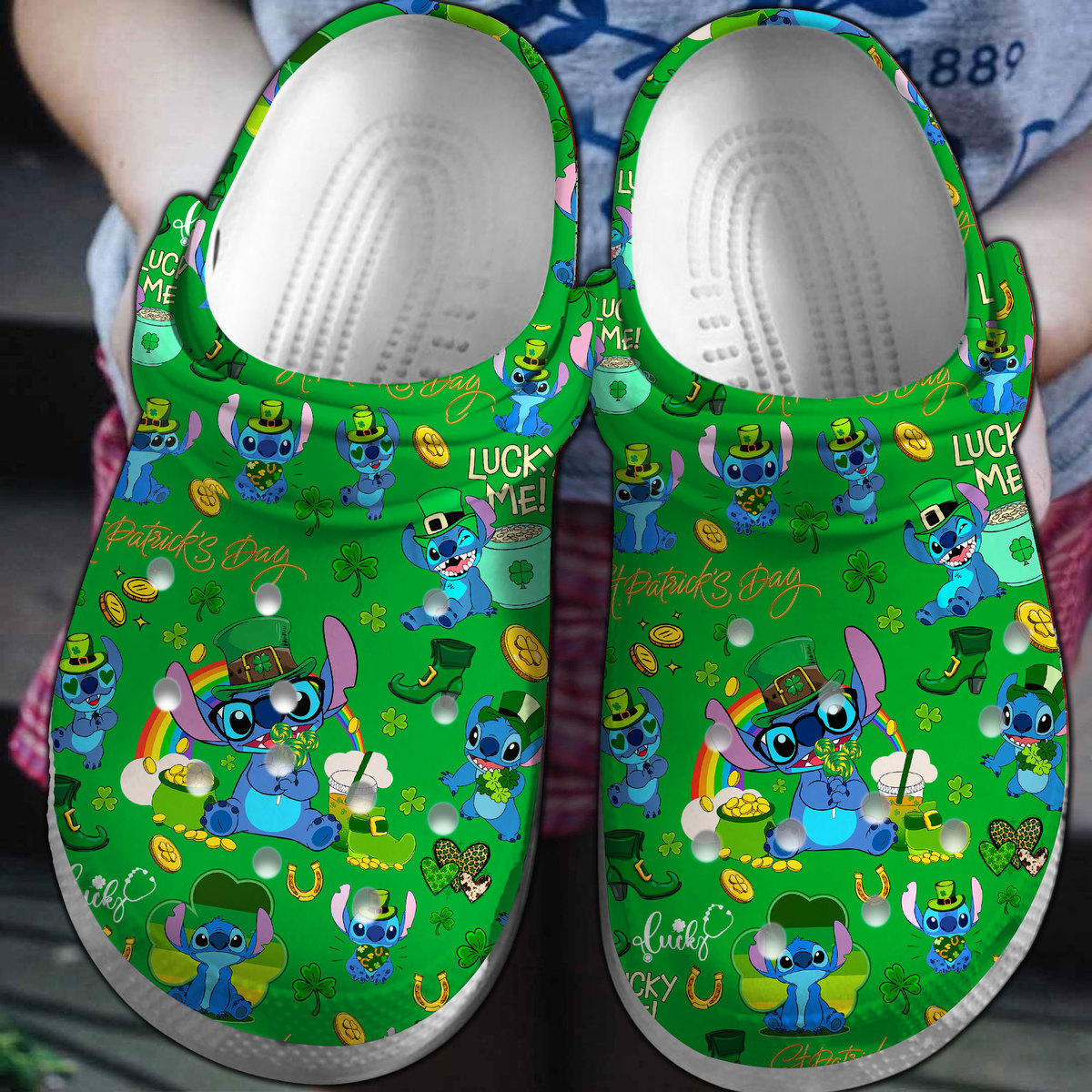 Stitch St. Patricks Day Movie Crocs Crocband Clogs Shoes Comfortable For Men Women and Kids