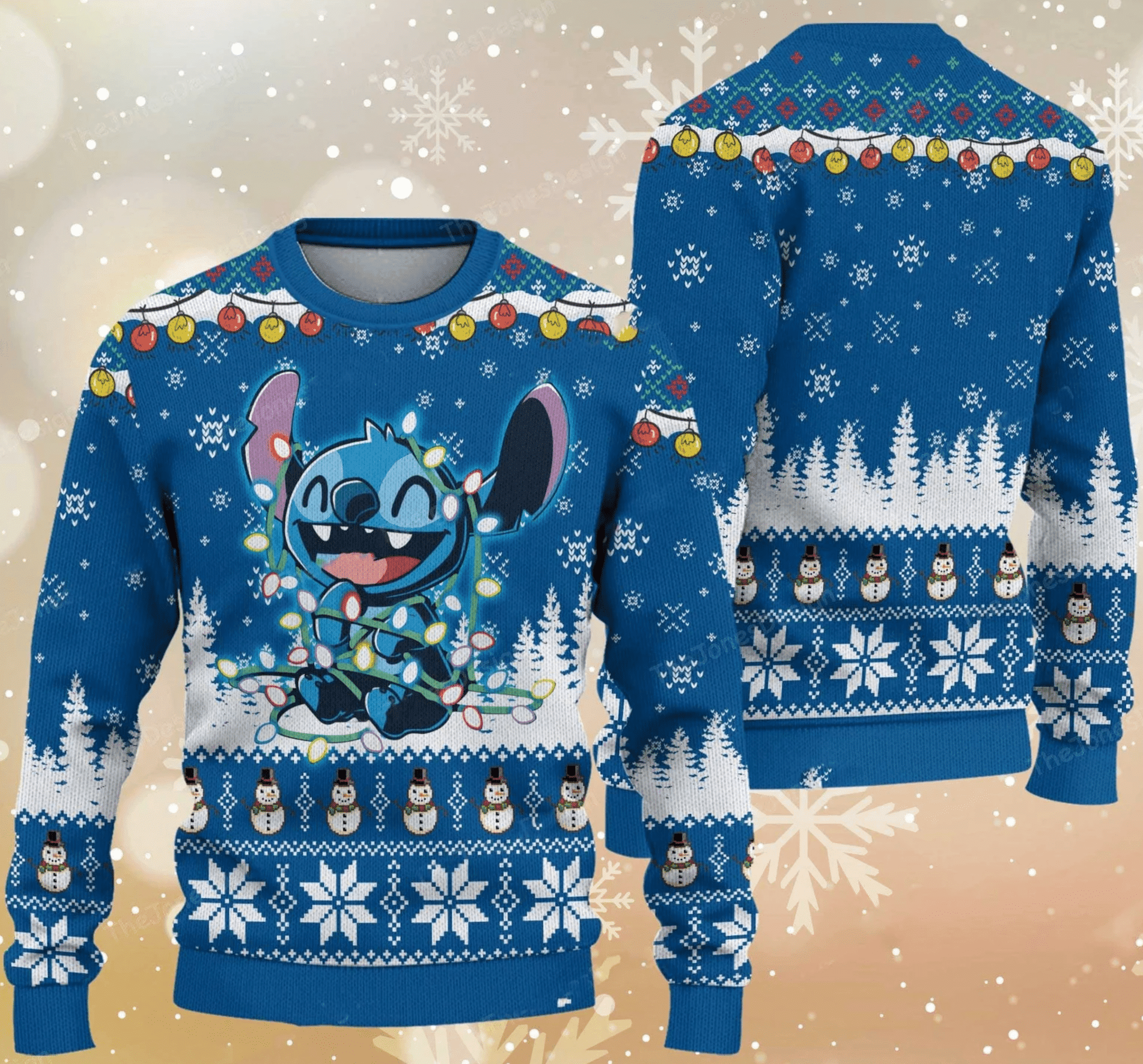 Stitch Ugly Christmas Sweater Adult 3D Funny Matching for family