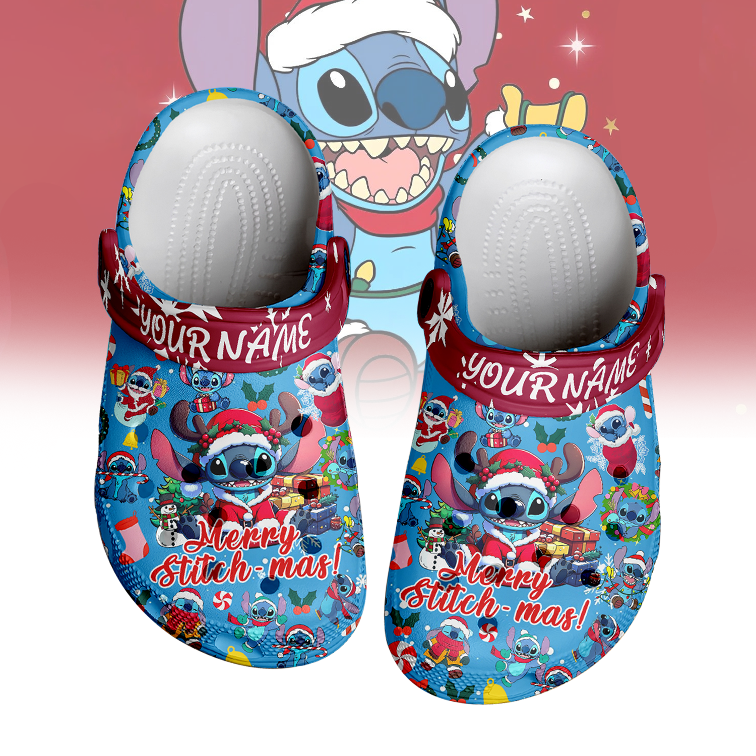 Stitch x Christmas Crocs Crocband Clogs Shoes Comfortable For Men Women and Kids