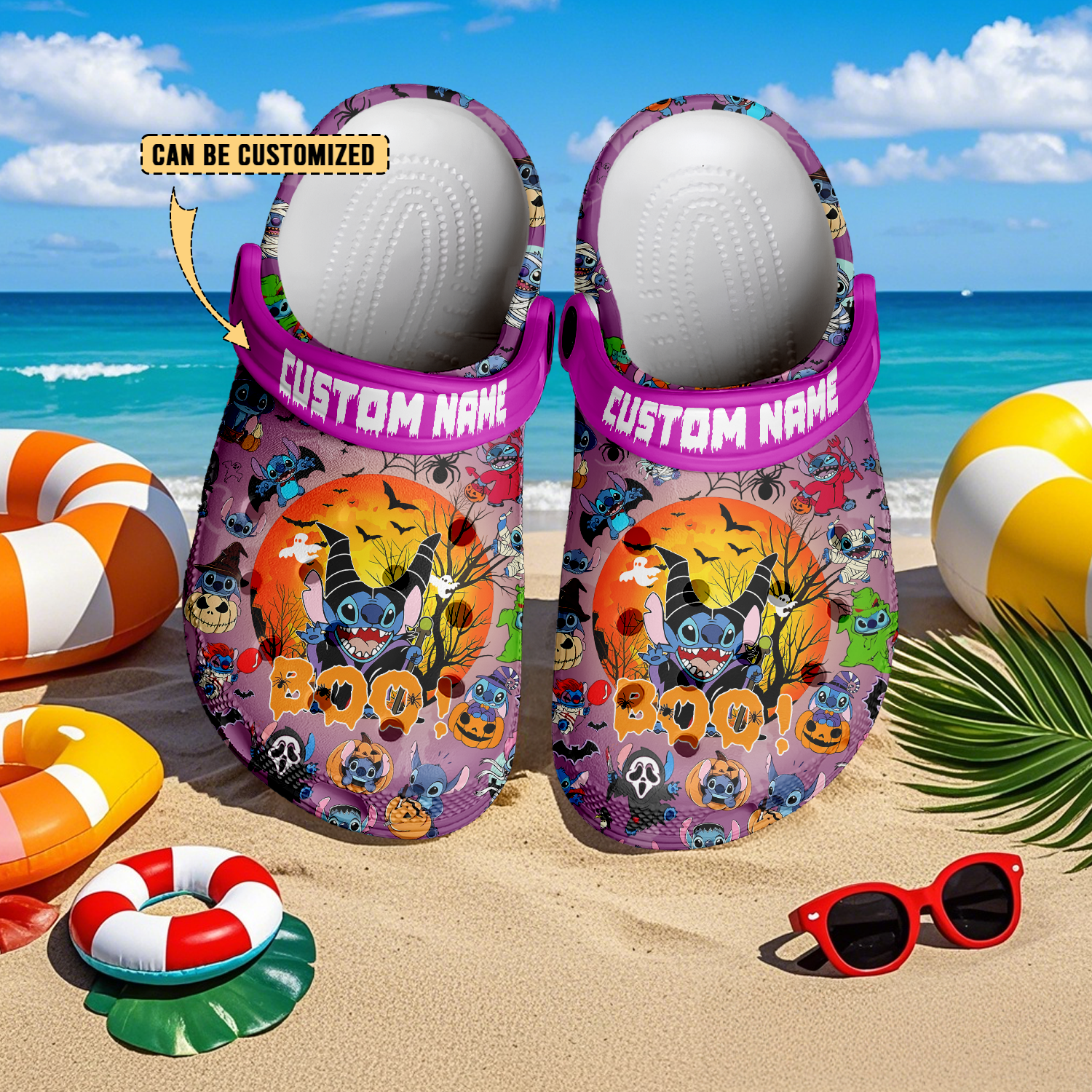 Stitch x Halloween Crocs Crocband Clogs Shoes Comfortable For Men Women and Kids