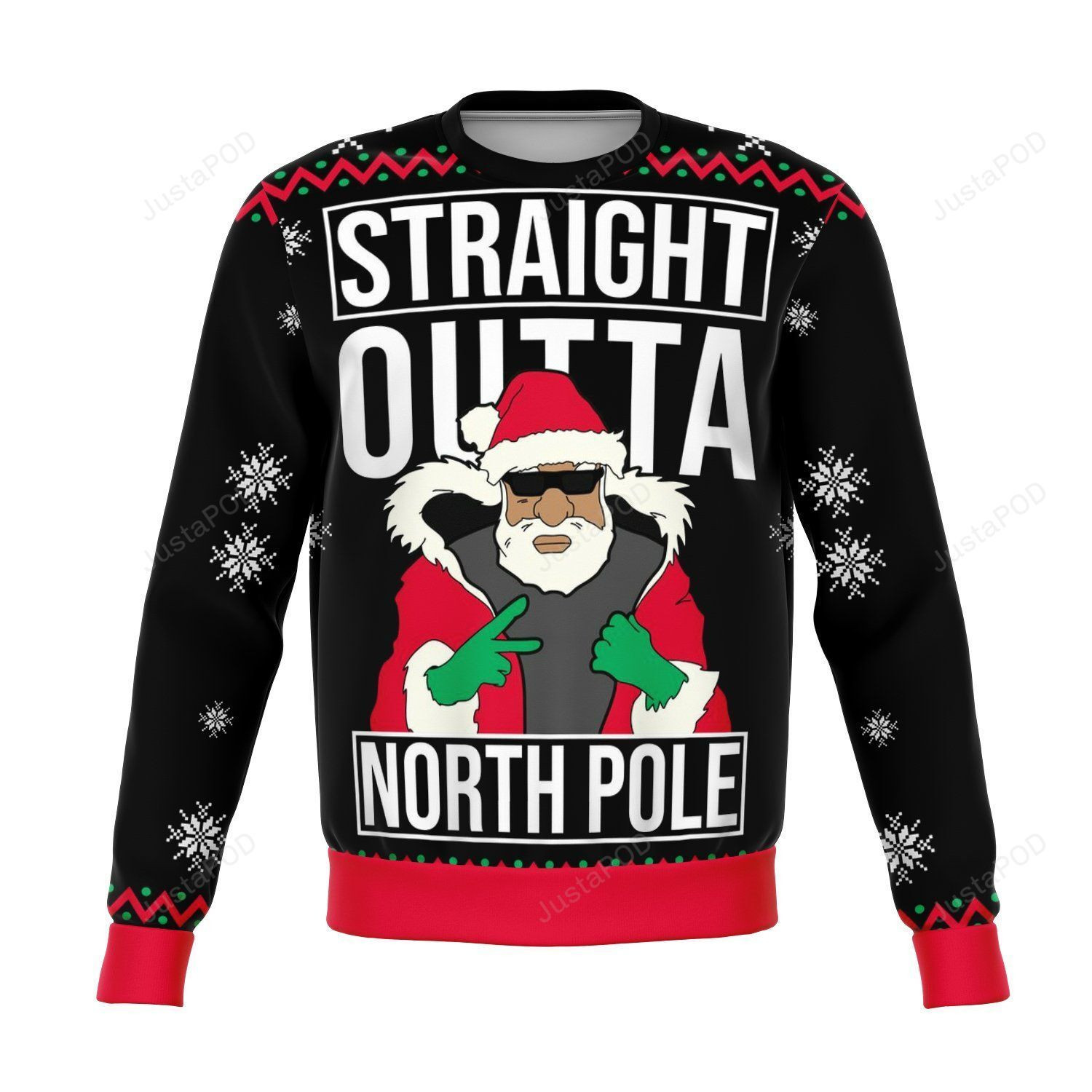 Straight Outta North Pole Funny Ugly Christmas Sweater Adult 3D Funny Matching for family