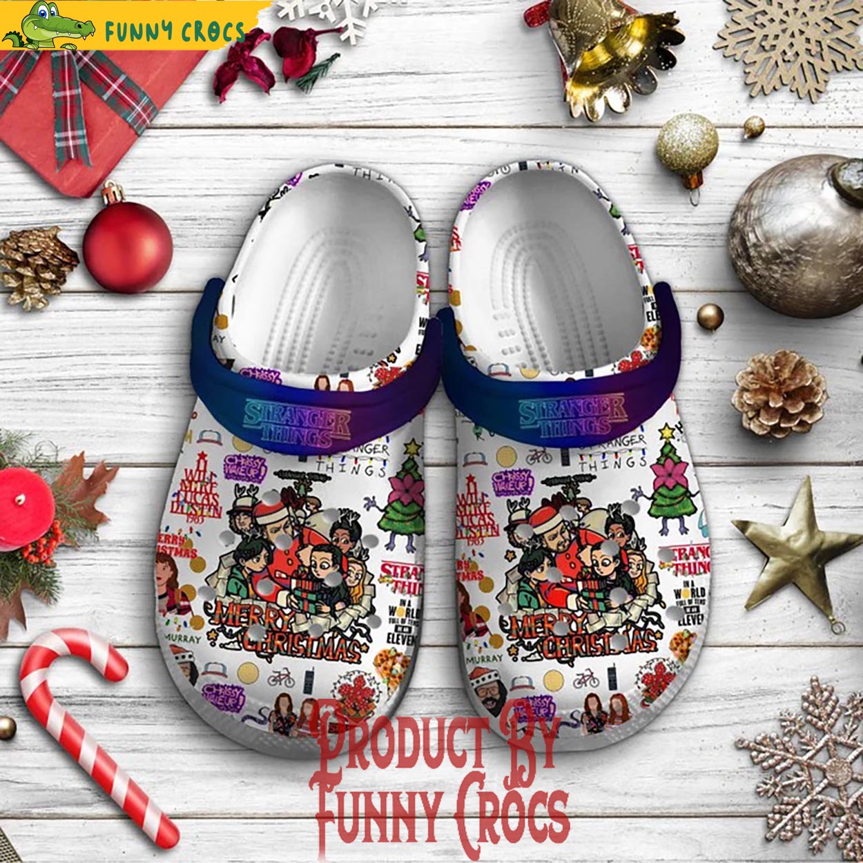 Stranger Things TV Series Merry Christmas Crocs Crocband Clogs Shoes Comfortable For Men Women and Kids