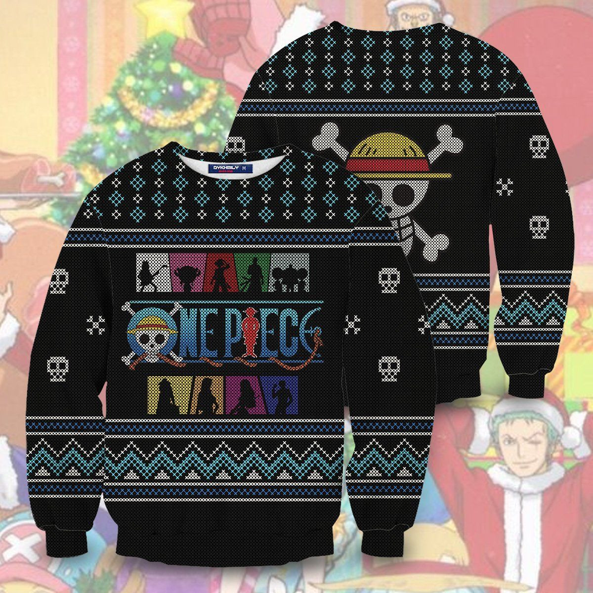Straw Hat Crew Silhouette Ugly Christmas Sweater Adult 3D Funny Matching for family