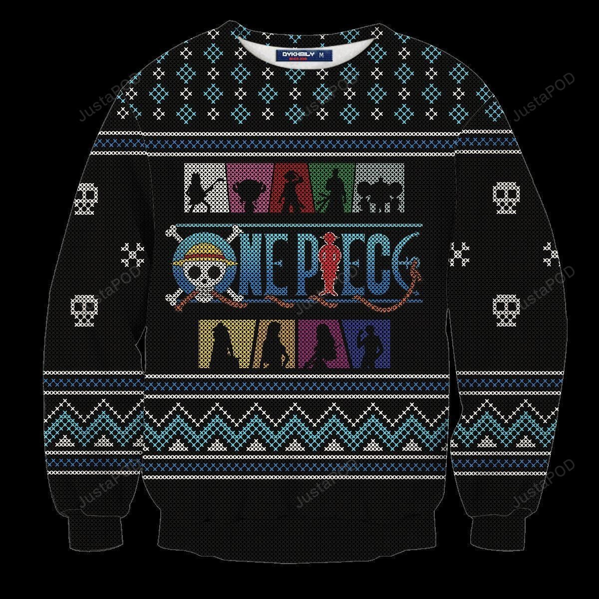 Straw Hat Crew Silhouette Ugly Christmas Sweater Adult 3D Funny Matching for family