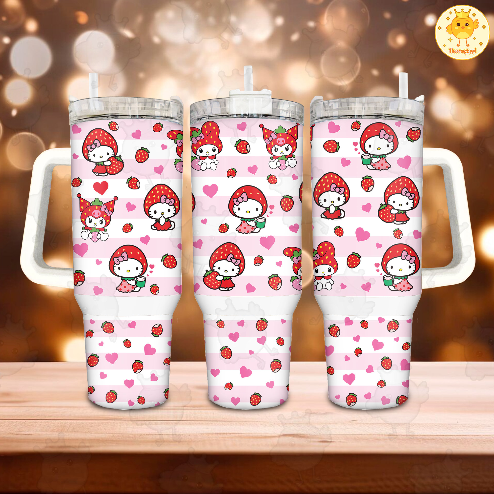 Strawberry Hello Kitty Sanrio Cartoon Custom Stanley Cup 40 oz 30 oz Tumbler With HandleTVC2301891