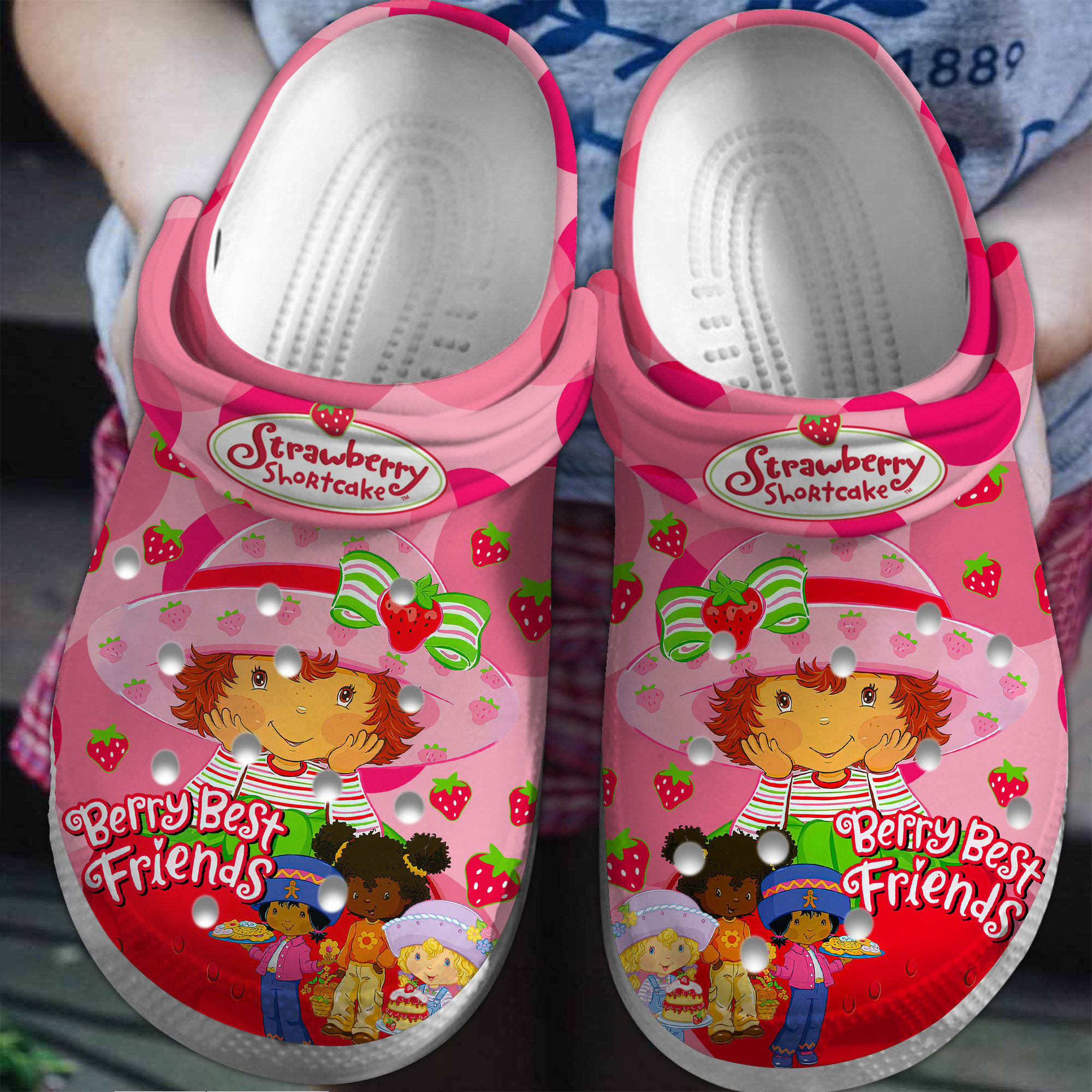 Strawberry Shortcake Cartoon Crocs Crocband Clogs Shoes Comfortable For Men Women and Kids