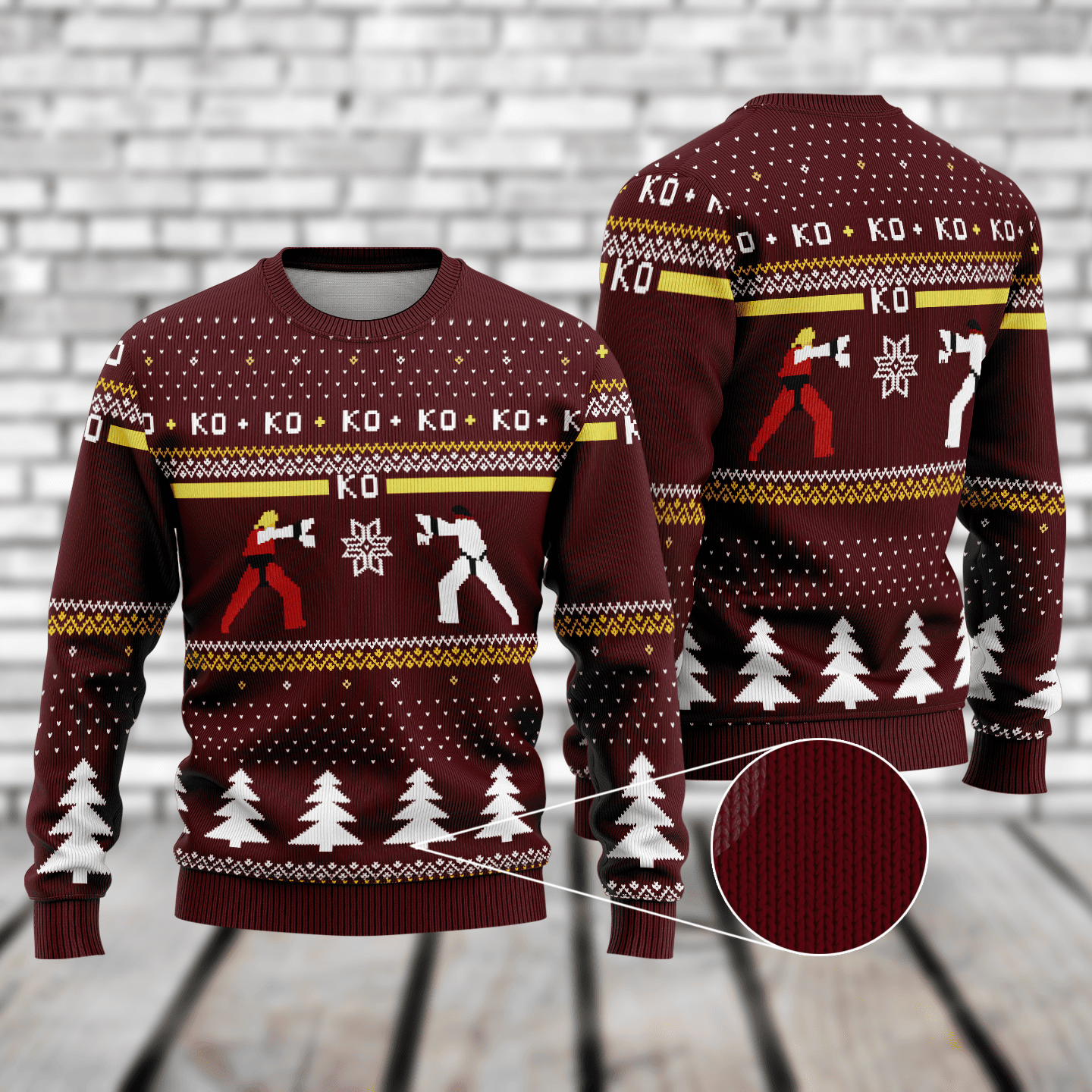 Street Fighter Ken Vs. Ryu Ugly Christmas Sweater Adult 3D Funny Matching for family