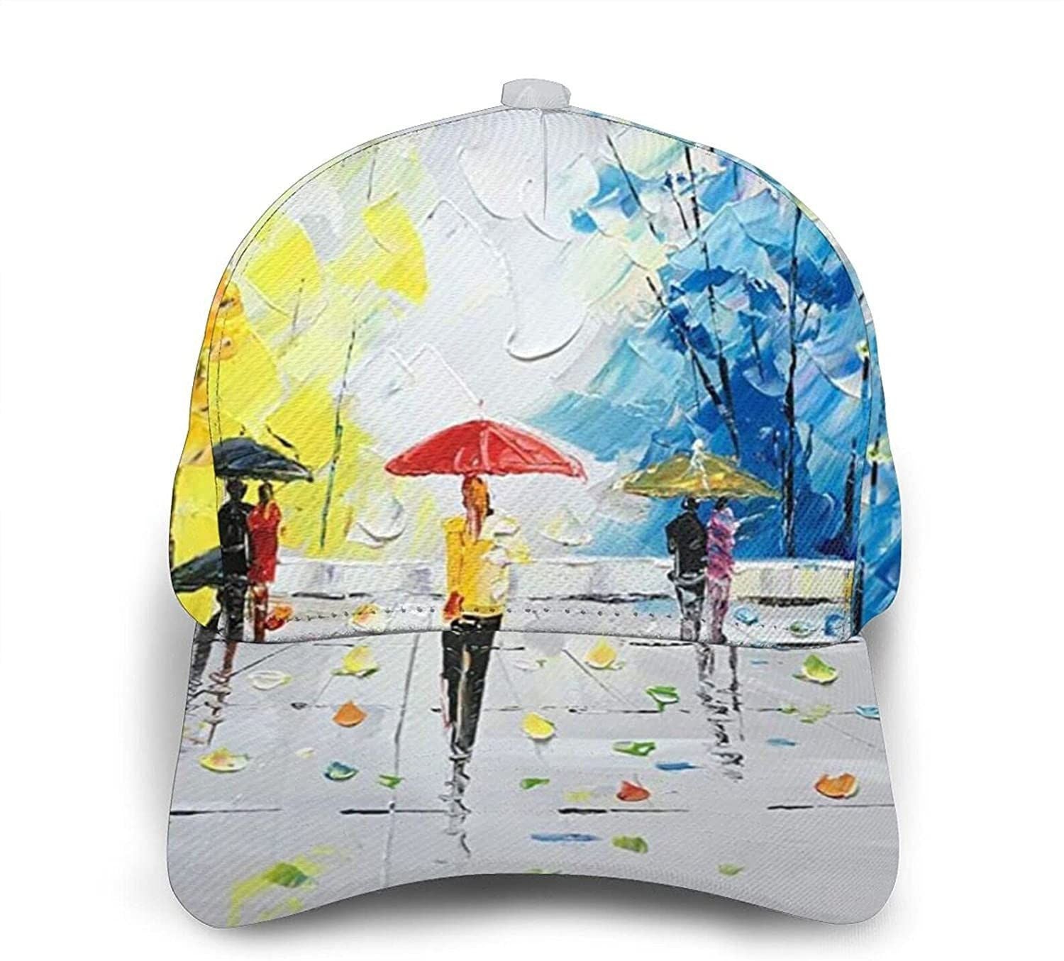 Street Walk Oil Painting Print Classic Baseball 3D Cap Adjustable Twill Sports Dad Hats for Unisex Trucker Hats Custom Hats Gifts For Men & Women