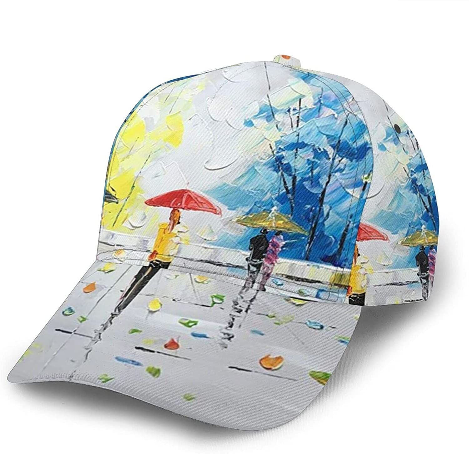 Street Walk Oil Painting Print Classic Baseball 3D Cap Adjustable Twill Sports Dad Hats for Unisex Trucker Hats Custom Hats Gifts For Men & Women