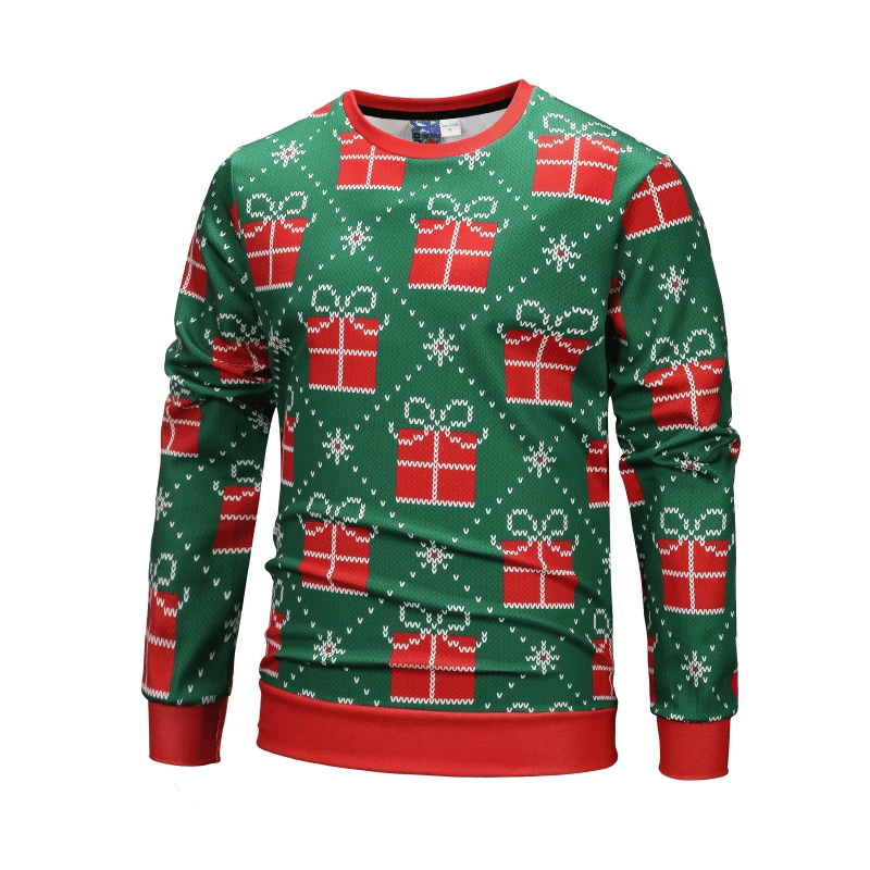 Striped Pattern Icon Green Ugly Christmas Sweater Adult 3D Funny Matching for family