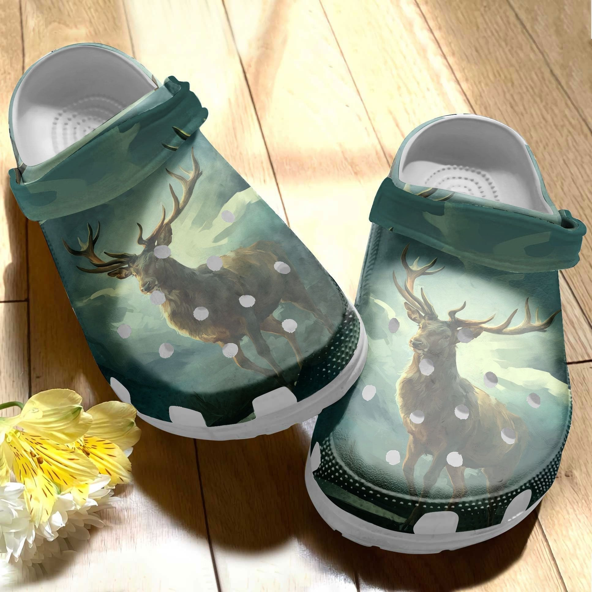 Strong Deer In The Forest Shoes Clogs Birthday Gifts For Men