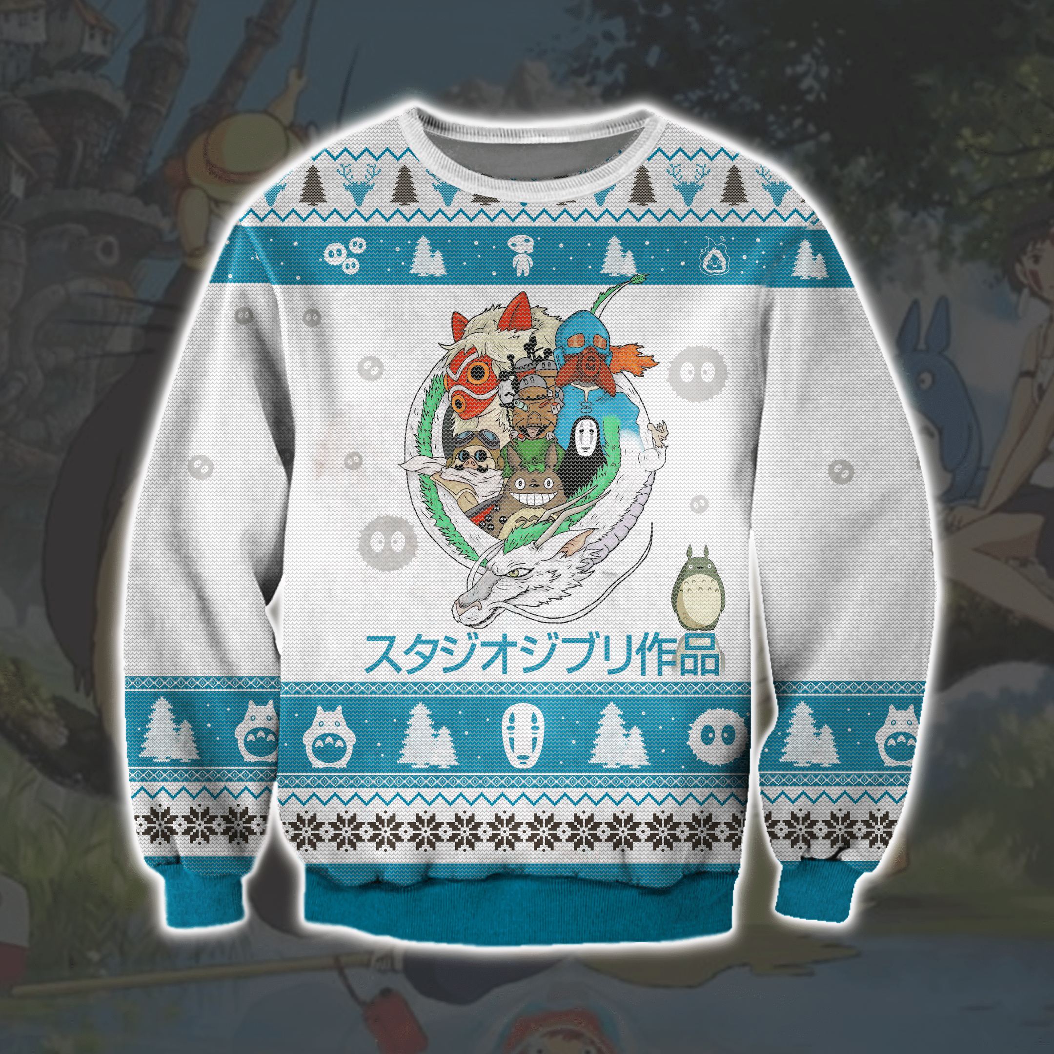 Studio Ghibli 3D Print Ugly Christmas Sweater Adult 3D Funny Matching for family