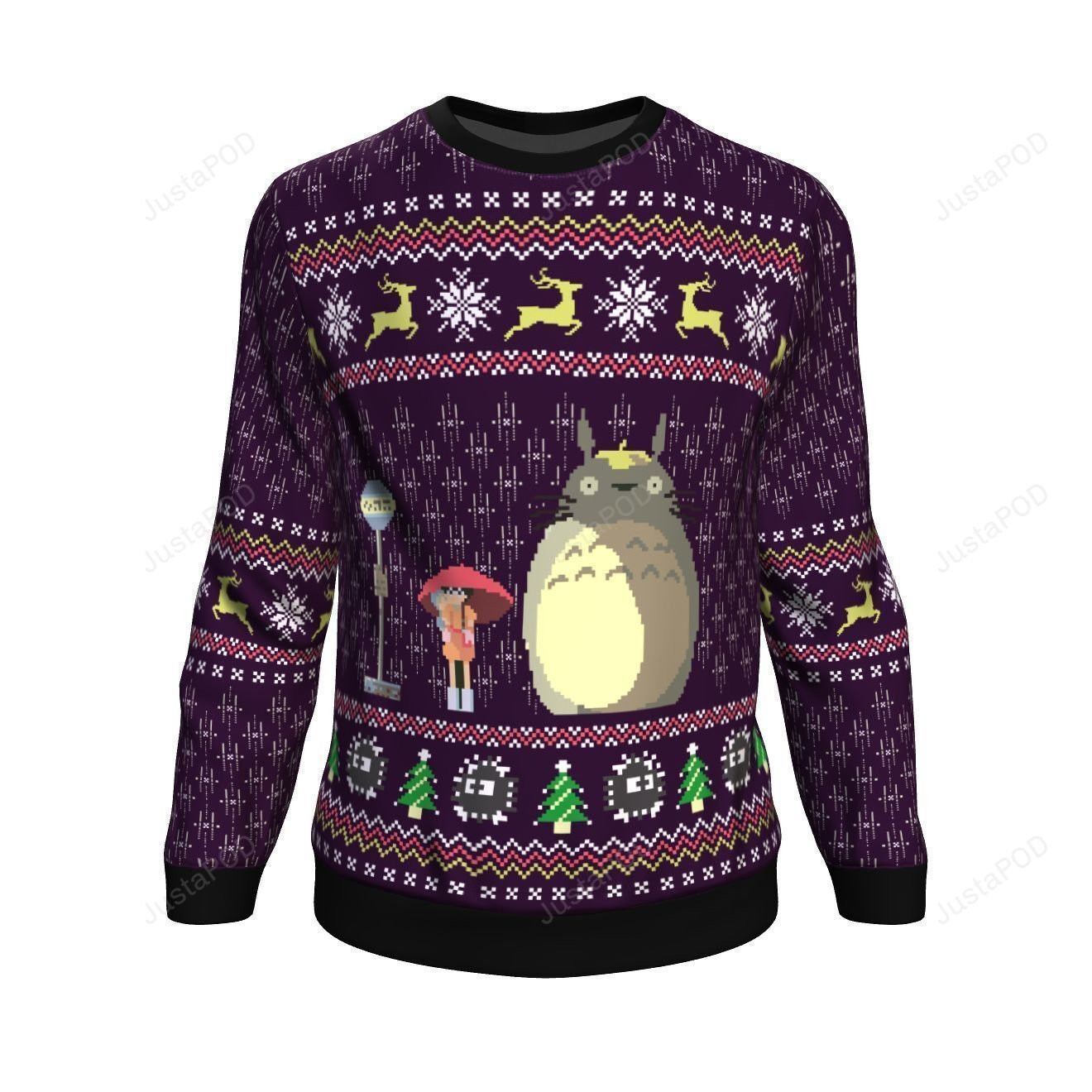 Studio Ghibli Totoro Rain Miyazaki Ugly Christmas Sweater Adult 3D Funny Matching for family