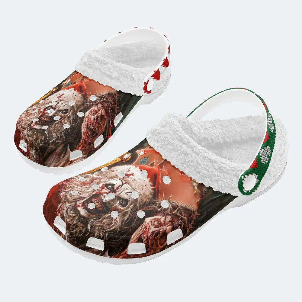Stunning Terrifier 3 Christmas Crocs Crocband Fleece Lined Clogs Shoes Comfortable For Men Women and Kids In Winter