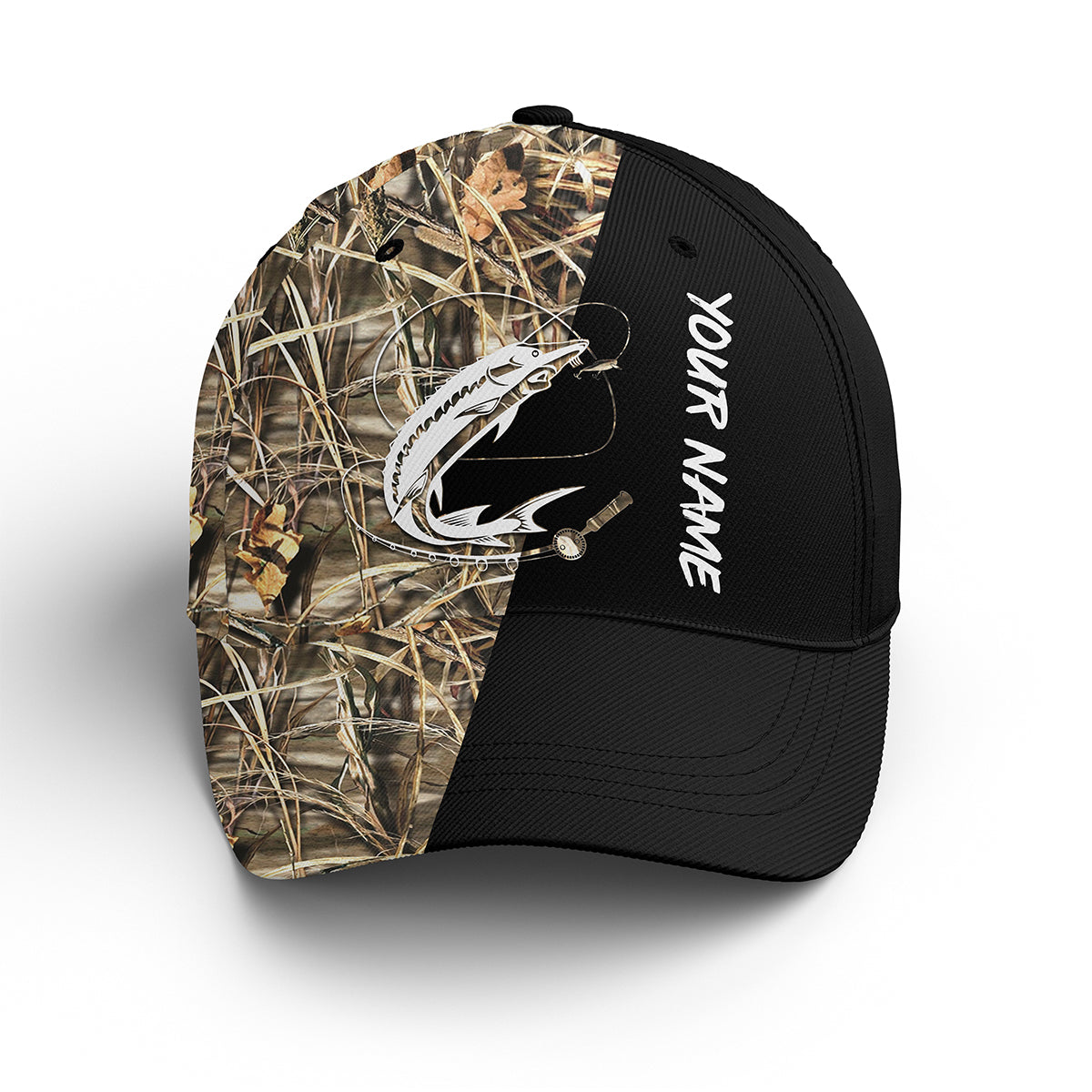 Sturgeon Fishing Tattoo Camo Custom Fishing Hat Adjustable Mesh Unisex Fishing Baseball Angler Camo Hat, Fishing Classic Cap Trucker Hats Custom Hats Gifts For Men & Women