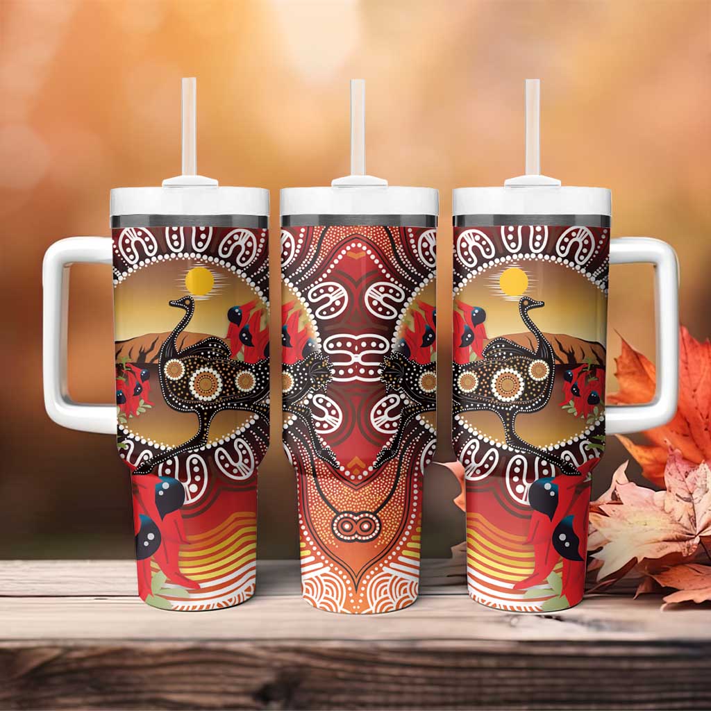 Sturtâ€™s Desert Pea And Emu Australia Uluru Aboriginal Art Custom Stanley Cup 40 oz 30 oz Tumbler With HandleTVC2301325