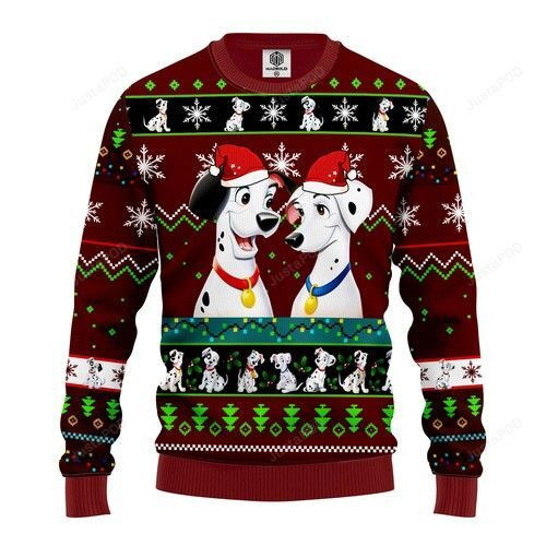 Style Dalmatians Christmas For Dog Lovers Ugly Christmas Sweater Adult 3D Funny Matching for family