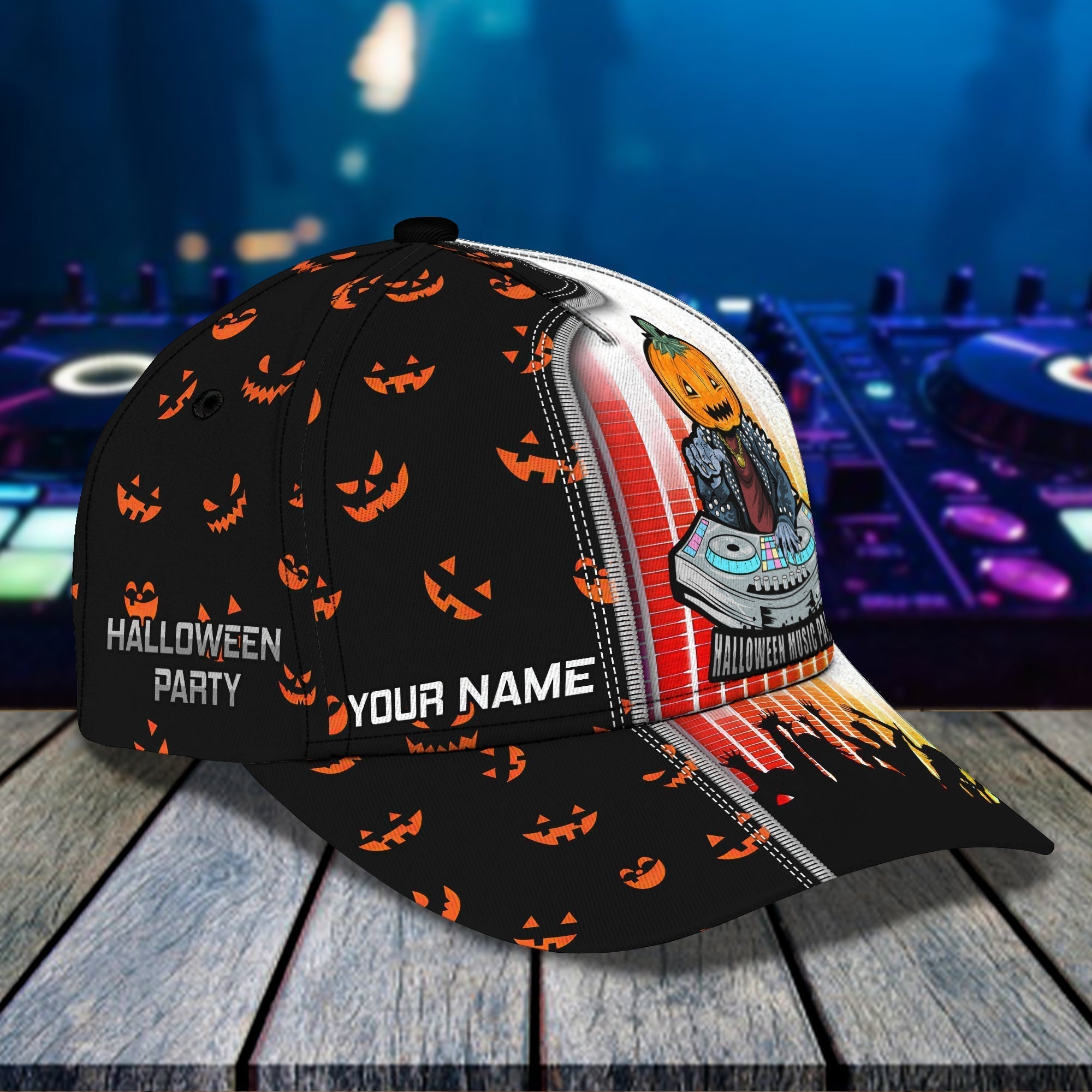 Style Halloween Dj Hat Custom Word Baseball Hat Print, Cap With Adjustable Hat For Mens Womens Trucker Hats Custom Hats Gifts For Men & Women