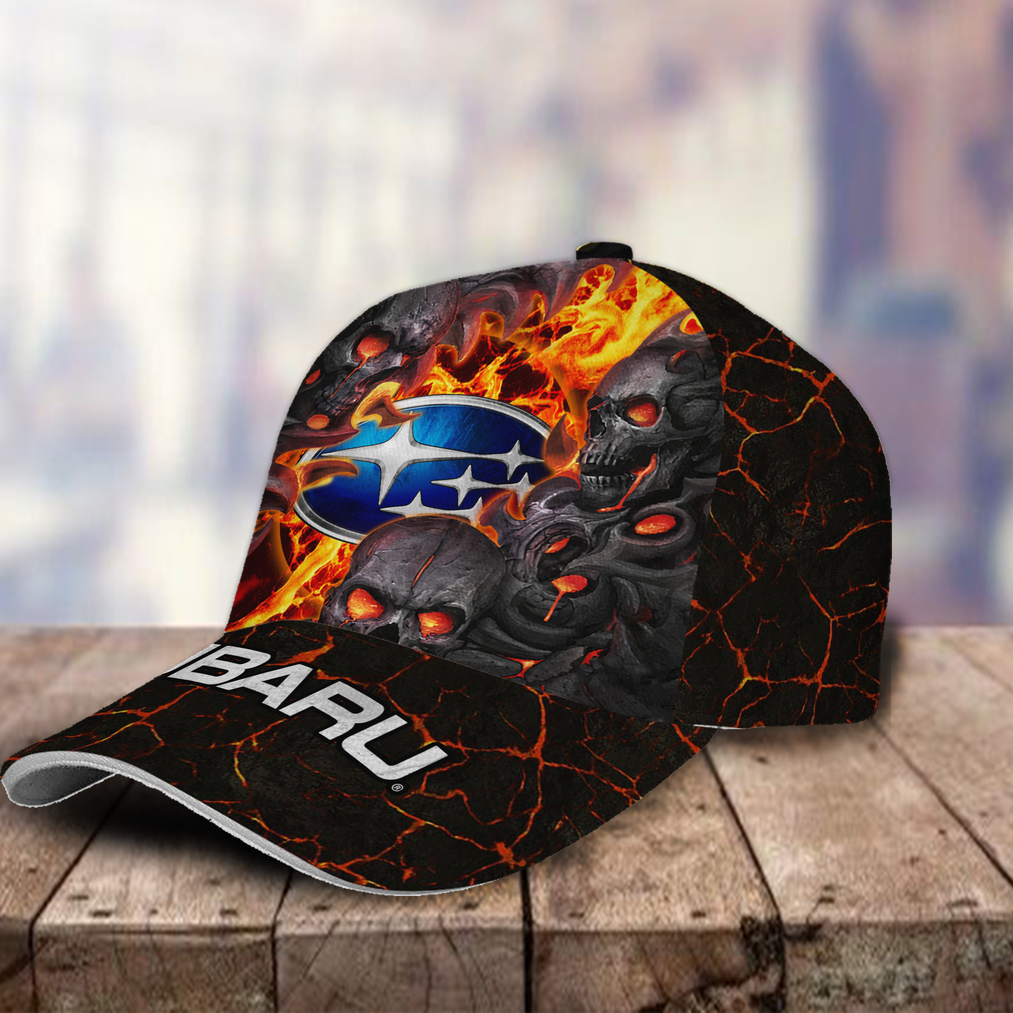 Subaru 3D Classic Cap Skull Fire Car Motor Brand Hats Trucker Hats Custom Hats Gifts For Men & Women