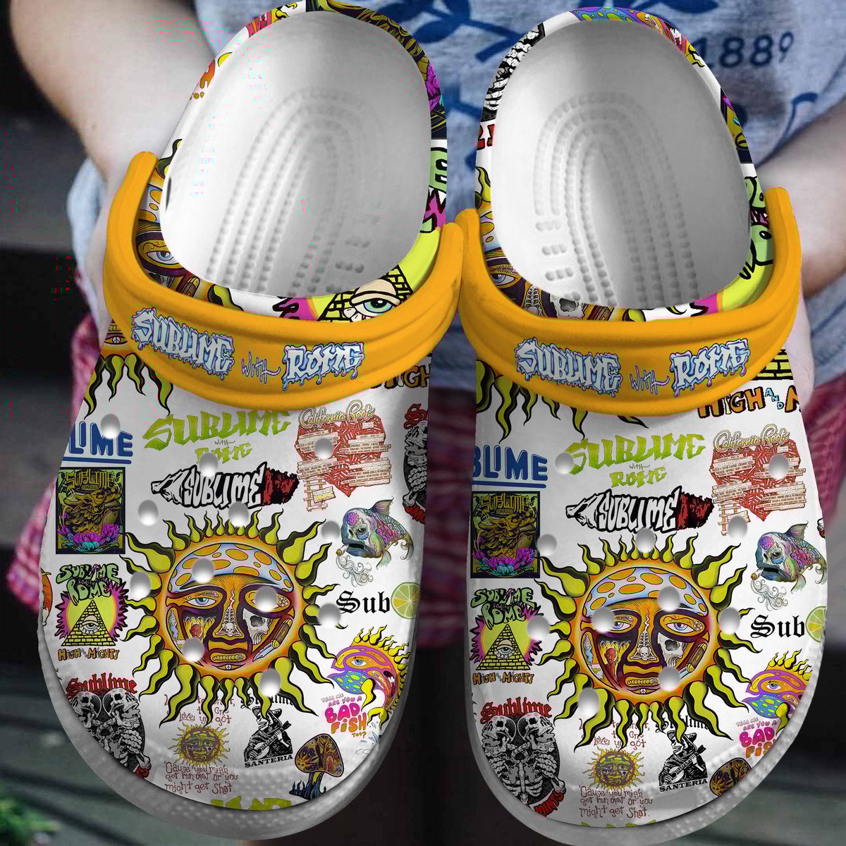 Sublime with Rome Music Crocs Crocband Clogs Shoes Comfortable For Men Women and Kids