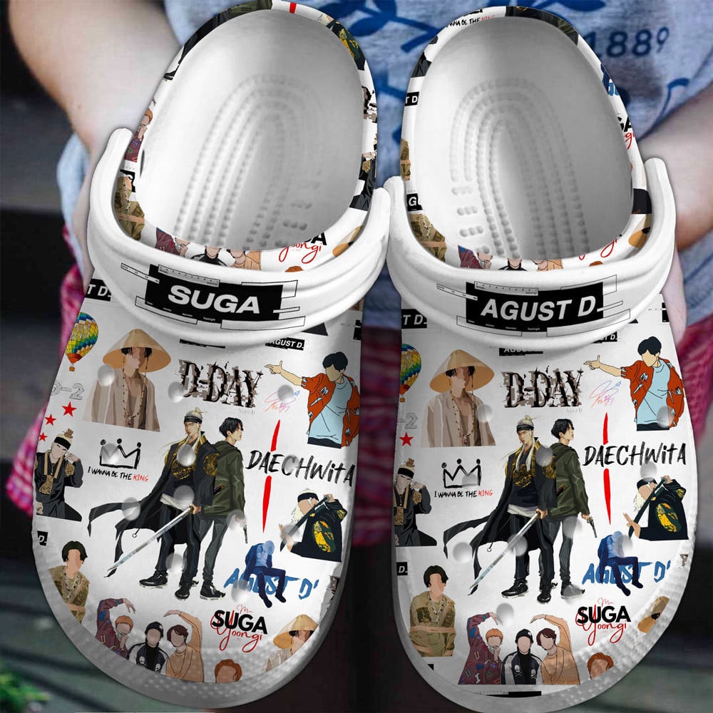 Suga BTS Music Band Crocs Crocband Clogs Shoes Comfortable For Men Women and Kids