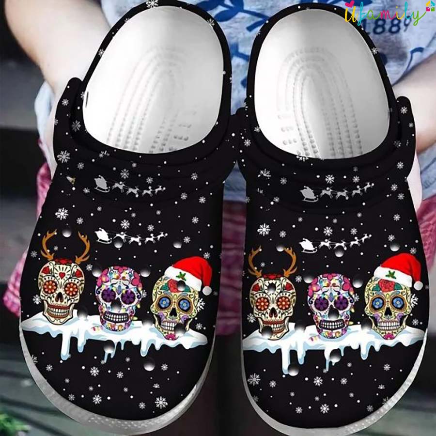 Sugar Skull Christmas Crocs Crocband Clogs Shoes Comfortable For Men Women and Kids