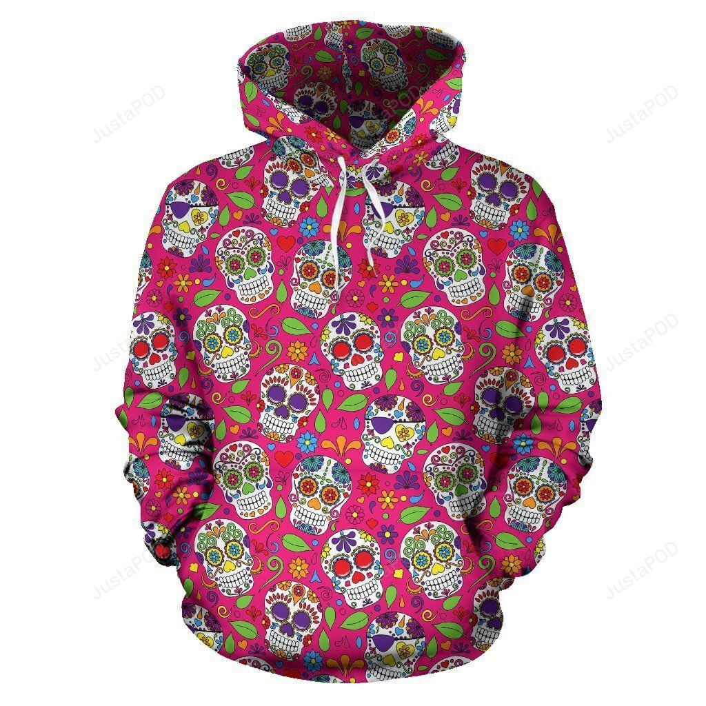 Sugar Skull Skeleton Girly Floral Pirate 3D All Over Print Hoodie, Zip Hoodie