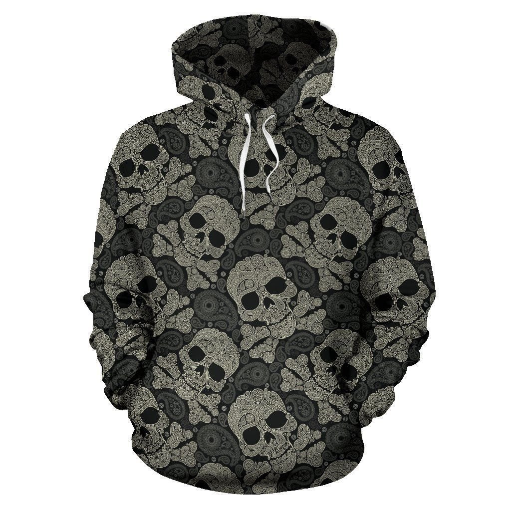 Sugar Skull Skeleton Girly Paisley 3D All Over Print Hoodie, Zip Hoodie