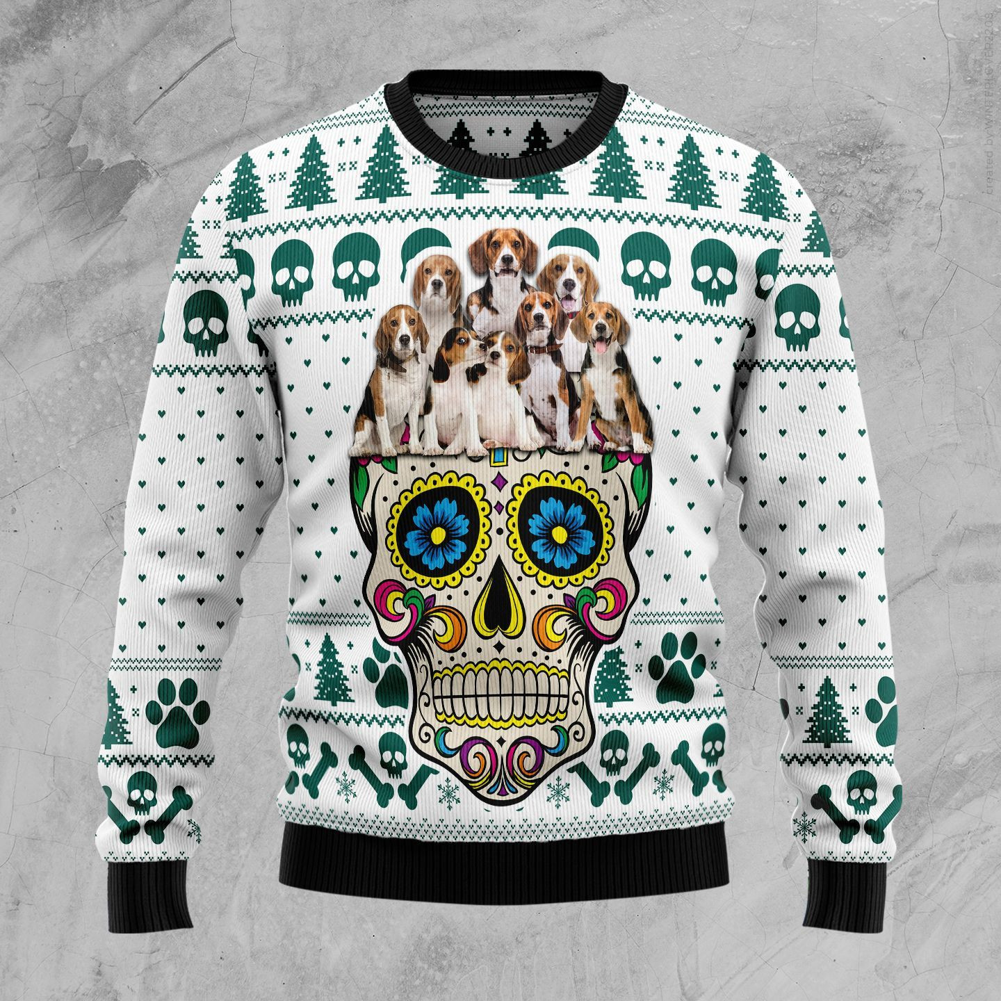 Sugar Skull Ugly Christmas Sweater Adult 3D Funny Matching for family