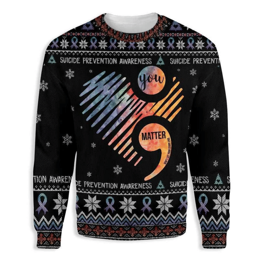 Suicide Prevention Awareness Ugly Christmas Sweater Adult 3D Funny Matching for family