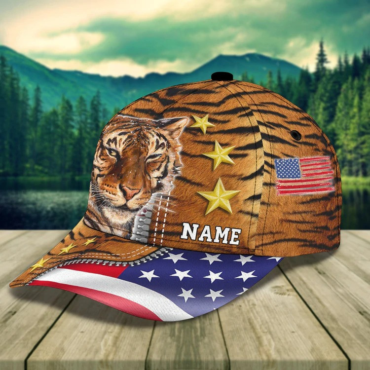Summer American Tiger Personalized Tiger 3D Baseball Cap for man who Loves Tiger Trucker Hats Custom Hats Gifts For Men & Women