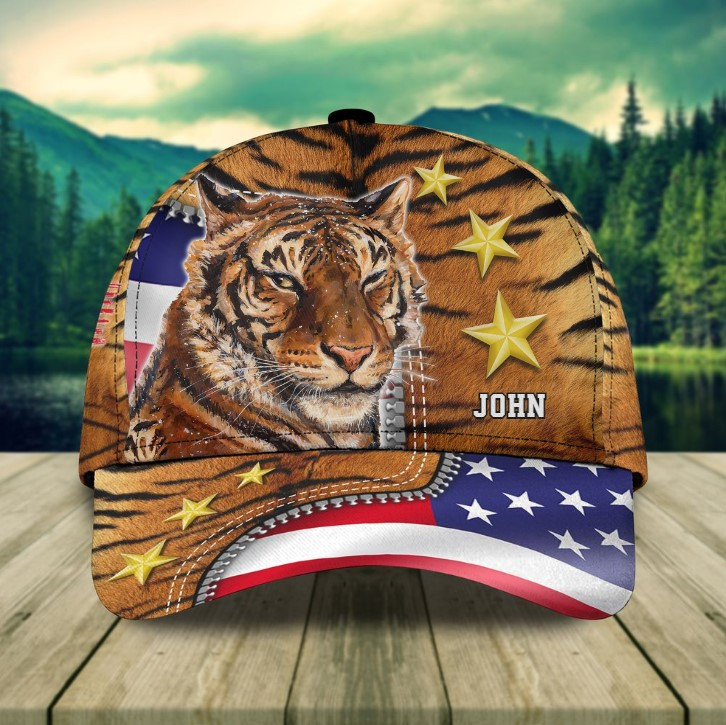 Summer American Tiger Personalized Tiger 3D Baseball Cap for man who Loves Tiger Trucker Hats Custom Hats Gifts For Men & Women